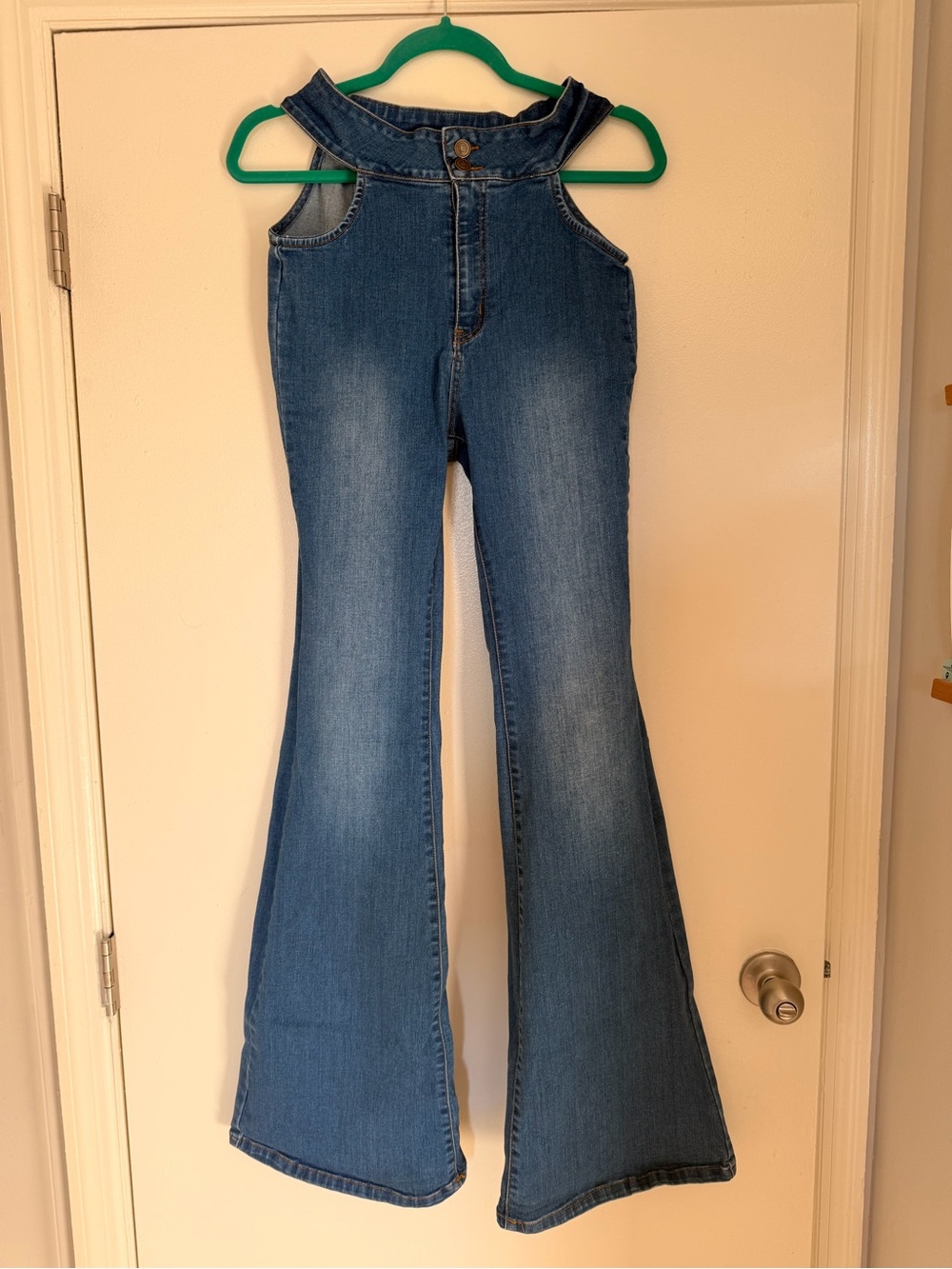 Fashion Nova Medium Blue High-Waist Flare Jeans